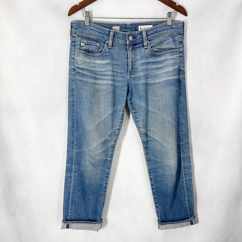 AG X Theory Piper Crop Light Wash Classic Cotton Blue Jeans Women's Size 28R